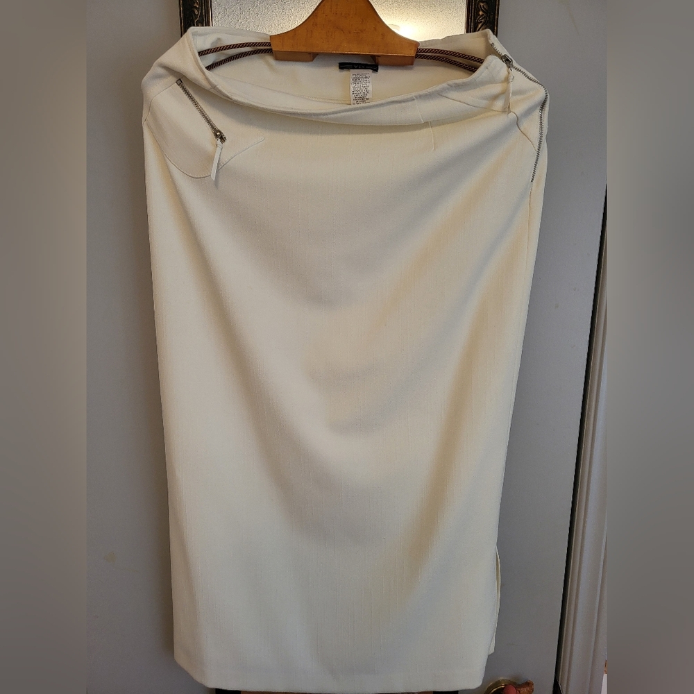 Cream Midi Pencil Skirt for Work